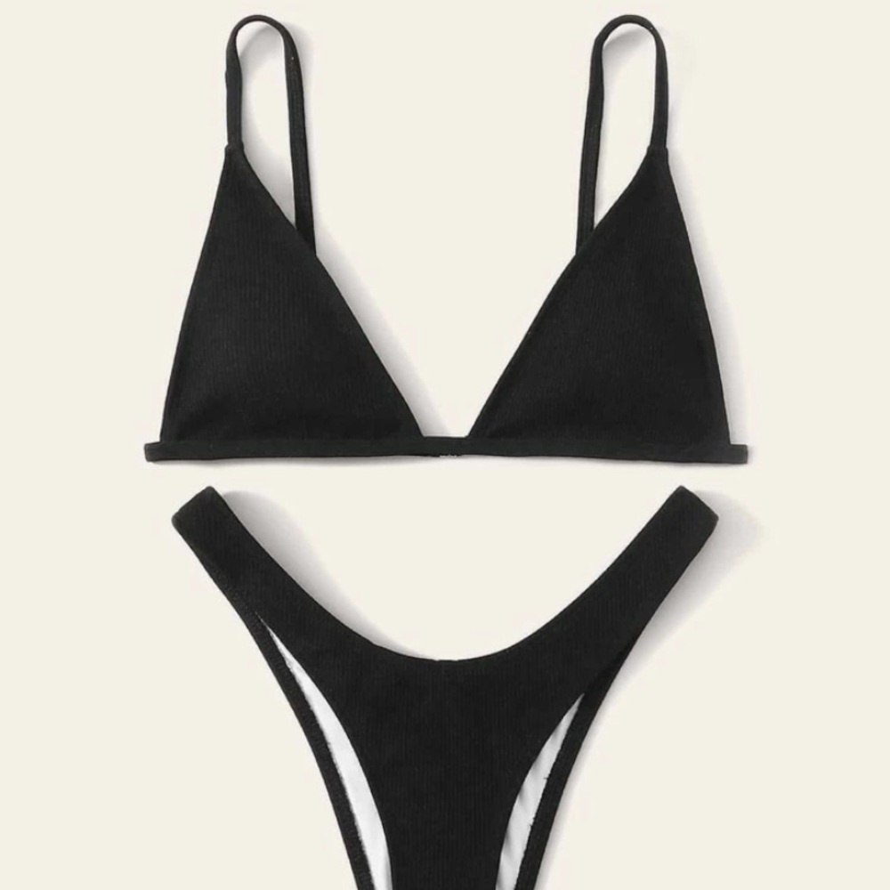 Simple Black Thong Bikini